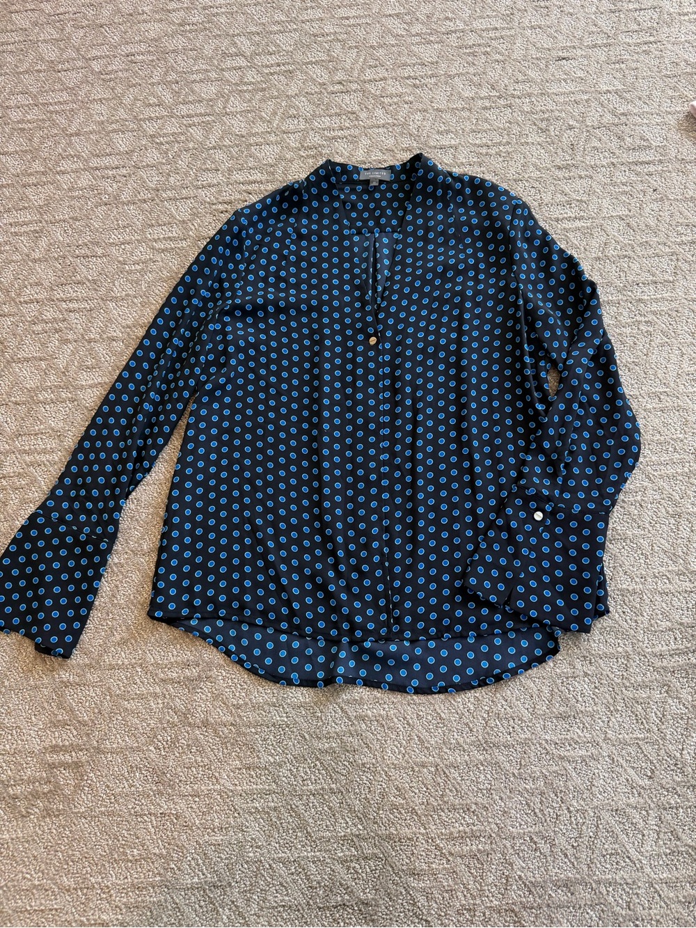 The Limited BlackButton-Up Shirt with Royal Blue Dot Pattern